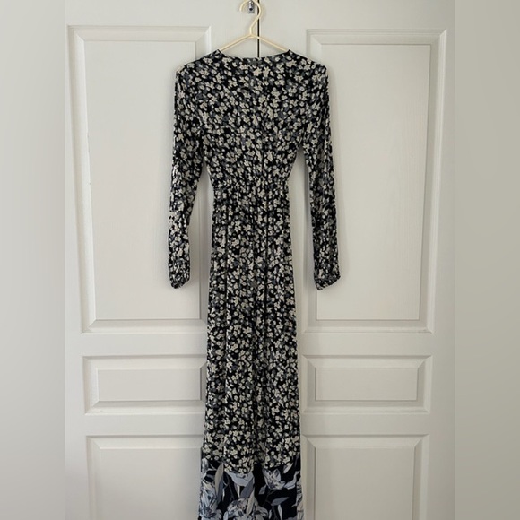 Billabong Button-Up Maxi Dress XS Black Floral Tie Waist Long Sleeve - Picture 3 of 12